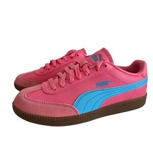 Puma Women's Size 8.5 Coral Pink & Teal Blue Suede Leather Low Top Sneakers